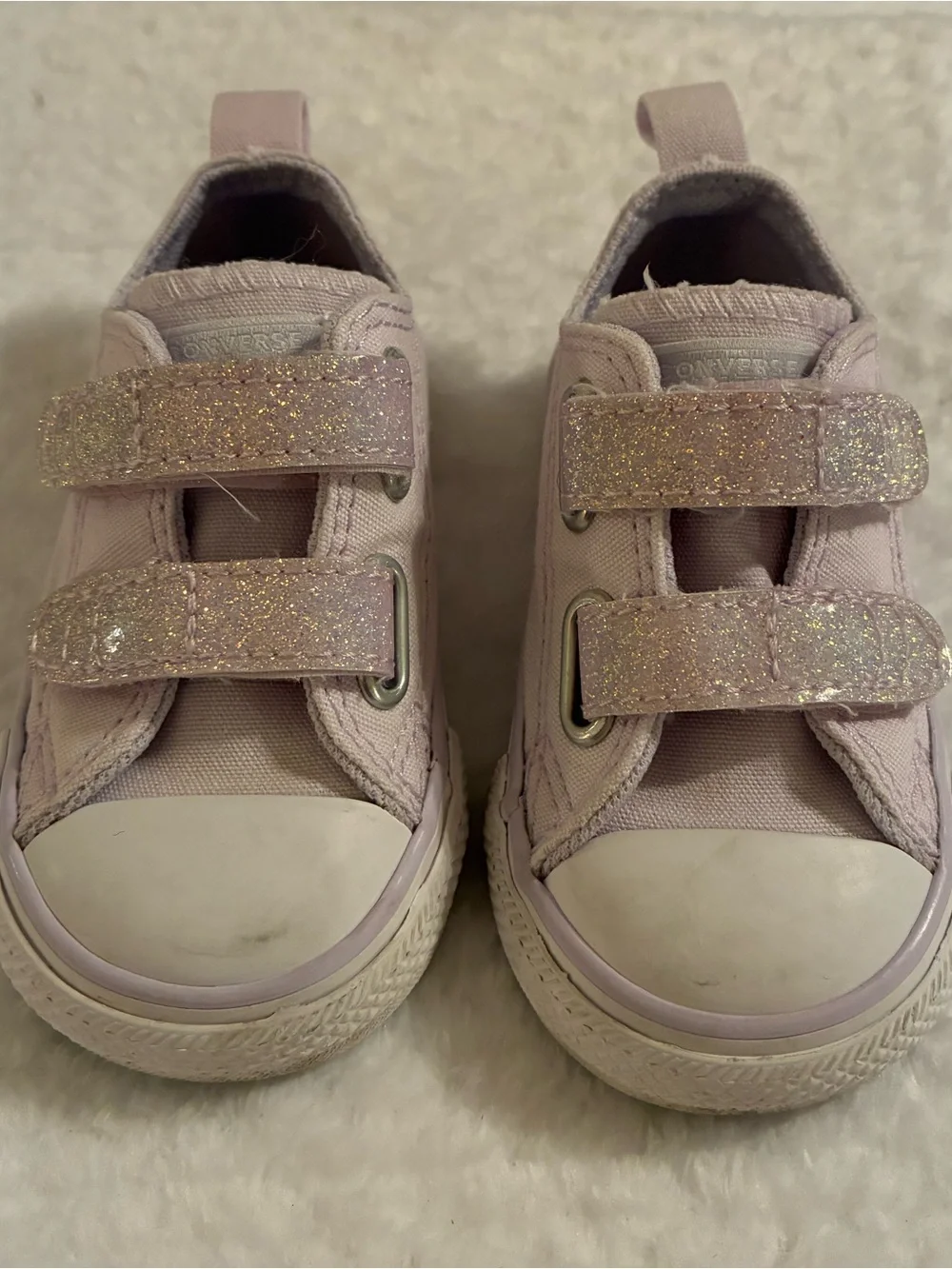 Converse All-Star Toddler Baby Sz 4 Disco Glitter Sneakers Lilac Purple Violet